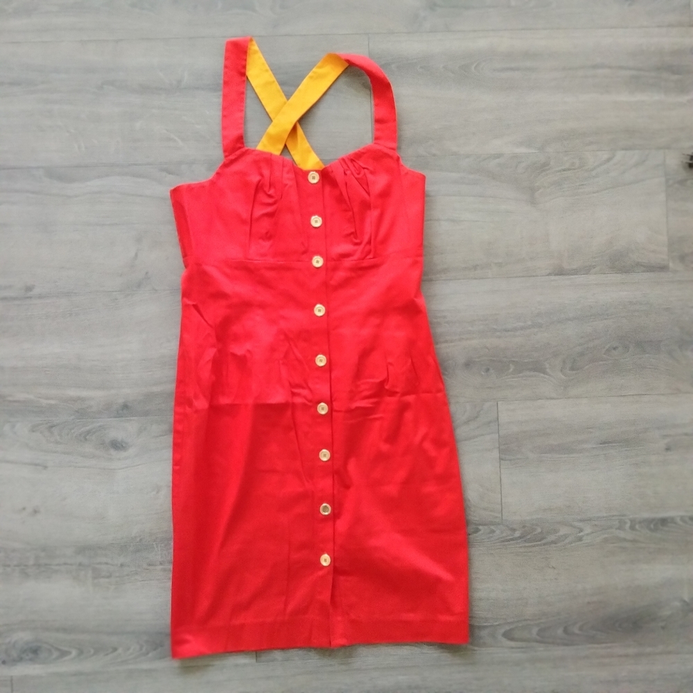 Calvin Klein Red Sleevless Button Down Sheat Midi… - image 6